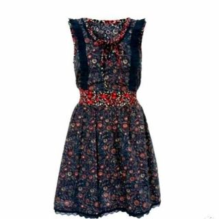 Topshop Kate Moss Liberty Print Folk Paisley Floral Vintage Tea Dress - Size 10