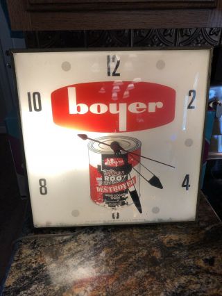 Vintage Pam Lighted Advertising Clock Boyer Chemical Sewer Root Destoyer