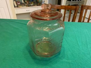 Vtg Antique Pink Depression Glass Planters Peanut Jar - Complete With Lid