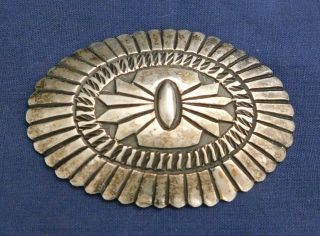 Native American M Sterling Stamped Domed Handmade Vintage Pin