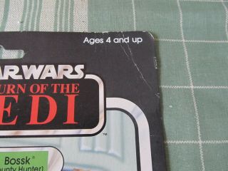 Star Wars Vintage Bossk Return of the Jedi on Card 65 back 3