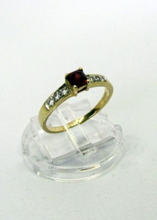 Ladies Vintage 9ct Gold Ruby & Diamond Ring - Size N