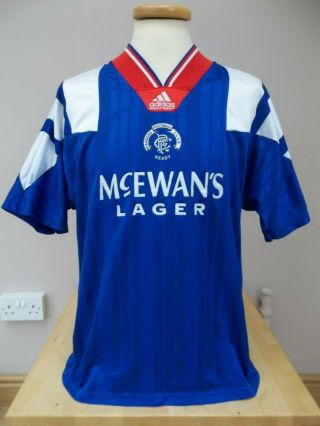 Vintage Adidas Glasgow Rangers Shirt 1992 Mens 40/42 "