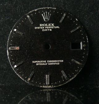 1960s Vintage Gents Rolex Oyster Perpetual Date 1500 1501 Black Gilt Dial