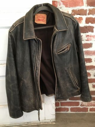 Classic Vintage Bomber Style Rare Levi’s Heavy Leather Jacket Men Xl.