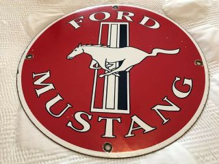 Vintage Ford Mustang Porcelain Sign,  Service,  Gas,  Oil,  Dealership,  Chevy Shelby