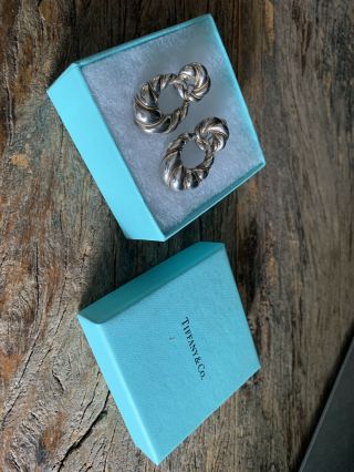 Tiffany & Co Vintage Sterling Silver 18k Yellow Gold Dangle Earrings