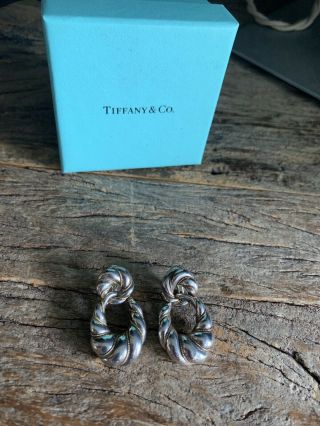 Tiffany & Co Vintage Sterling Silver 18k Yellow Gold Dangle Earrings 4