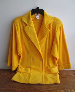 Vintage Yves Saint Laurent Plage Beachwear Golden Yellow Terry Cloth Cover Up