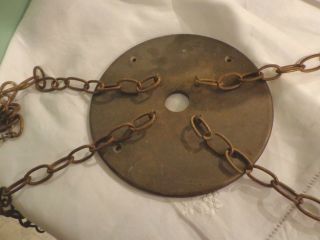 Vintage Solid Heavy Brass Ceiling Canopy W/ 4 Chains Wagon Wheel - Pan Part
