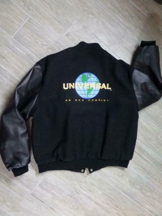 Vintage Universal Wool & Leather Letterman Jacket L Movie Crew Studios Mca