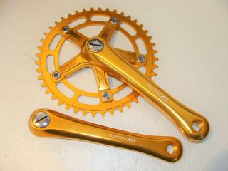 Rare Nos Takagi Tourney Ad Gold Anodized Old Mid School Bmx 3 Piece Crankset