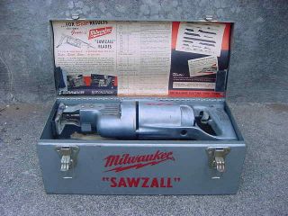 Vintage Milwaukee Sawzall W/ Case,  Blades And Instructions Model 414