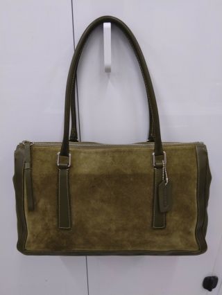 Coach Vintage Bonnie Olive Green Suede Leather Zip Tote Bag Purse Satchel Rare