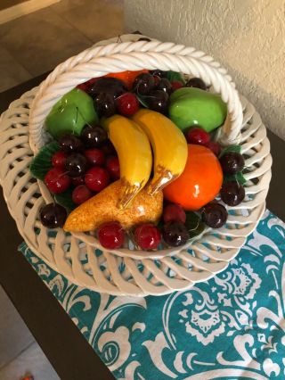 Vintage Glass Fruit Basket Centerpiece