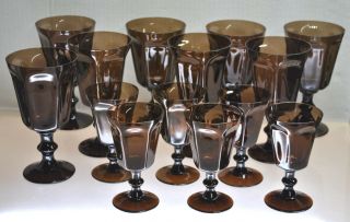 Vintage Lenox " Antique Brown " Water Goblets & Wine Glasses 14 Pc.  Set