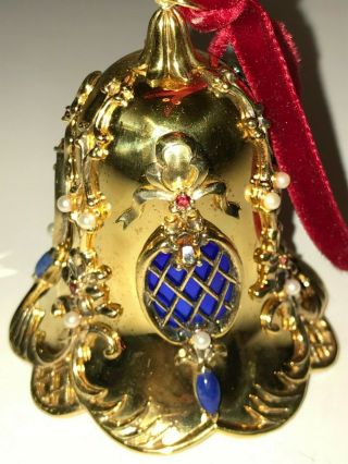 Fm Franklin Sterling/gold Faberge Jeweled Bell / Ornament Rare