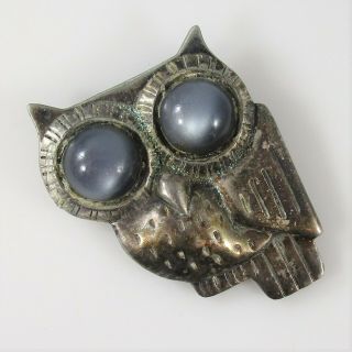 Silson Spratling Mexico Owl Brooch Pin Vintage Silver Signed | 30.  6g