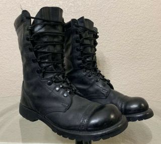 Corcoran Vtg Mens Black Cap Toe Leather Lace Up Jumper/combat Boots Sz 8.  5 D