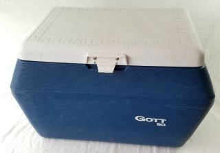 Vintage Gott 50 Large Cooler,  Has Plug Rare Big Size Blue Ice Chest 50 Qt.