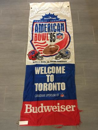 Vintage 1995 Nfl American Bowl Skydome Bills Cowboys Large Banner Flag 72 " X 27 "