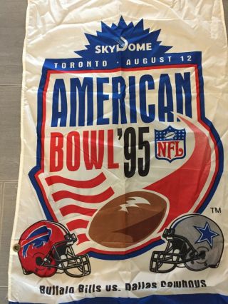 Vintage 1995 NFL American Bowl Skydome Bills Cowboys Large Banner Flag 72 