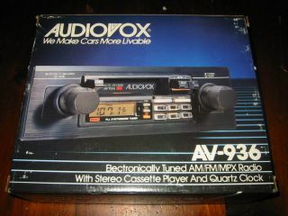 1988 Vintage Audiovox Av - 936 Car Am/fm Radio Stereo Cassette Player Not