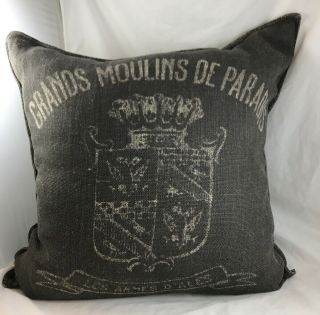 EUC Restoration Hardware VINTAGE FRENCH MILL LINEN GRANDS MOULINS Pillow Cover 2