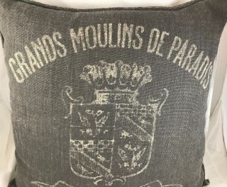 EUC Restoration Hardware VINTAGE FRENCH MILL LINEN GRANDS MOULINS Pillow Cover 6