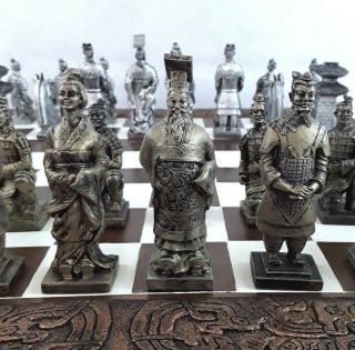 Vintage - Style Chinese Terracotta Warriors Chess Set - Qin Dynasty
