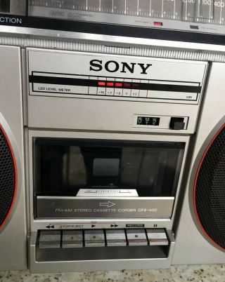 VINTAGE SONY CFS - 500 BOOMBOX GHETTO BLASTER STEREO CASSETTE cfs500 Radio, 3