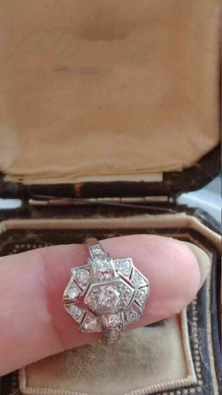 Rare Vintage Art Deco 1 Ct Diamond Engagement 14k White Gold Over Antique Ring 5