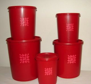 Vintage Tupperware Red Canister Set
