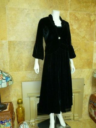 Victorian True Vintage Black Velvet Strapless Dress & Jacket Milmont