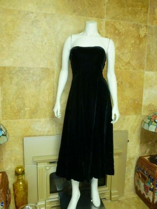 Victorian True Vintage Black Velvet Strapless Dress & Jacket Milmont 2