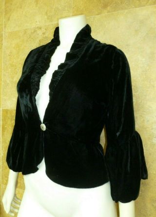 Victorian True Vintage Black Velvet Strapless Dress & Jacket Milmont 3
