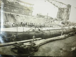 USS Dolphin Portsmouth Submarine Navy Yard,  Maine Antique Photo 3.  25 x 2.  75 