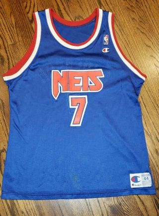 Vintage 1990s Kenny Anderson 7 Jersey Nets Champion Jersey Size 44 L