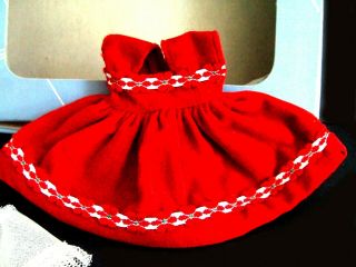 VINTAGE VOGUE GINNY DOLL ' S 1953 RED VELVET DEBUTANTE OUTFIT - DRESS - SLIP - PANTS - HAT 2
