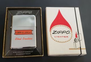 Vintage 1968 Town & Country Zippo Lighter Kamin & Langas Steel Chicago Nib