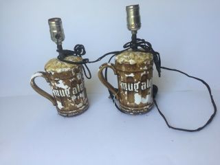 Burkhardt Beer Mug Ale Sign Vtg Back Bar Display Chalkware Two Lamp Mastonite