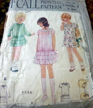 Rare Vtg 1920s Girls Dress Mccall Sewing Pattern 2