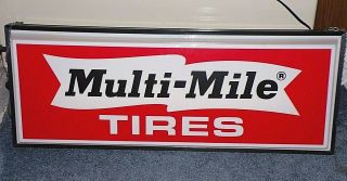 Vintage Multi Mile Tires Sign Garage Gas Station Light Double Sided Advertising