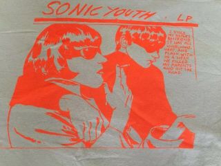 Sonic Youth Goo 1990s Vintage Orange Silkscreen T - Shirt Size L.  Raymond Pettibon