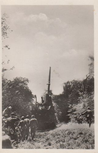 Wwii Photo German Heavy Railway Railroad Artillery Gun Firing 34