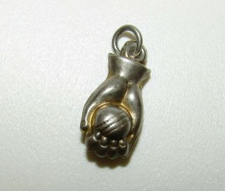 Charming,  Antique Georgian Sterling Silver Ball In A Hand Charm/pendant