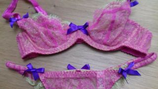 AGENT PROVOCATEUR VERY RARE VINTAGE PINK ARIEL LACE BRA 32B & SIZE 3 MED THONG 7