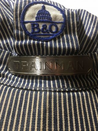Vintage B&o Railroad Trainman Hat And Badge Baltimore & Ohio