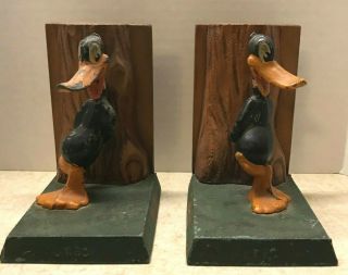 Daffy Duck,  Looney Tunes,  Moss Metal,  Vintage Bookends,  Pair 1940 