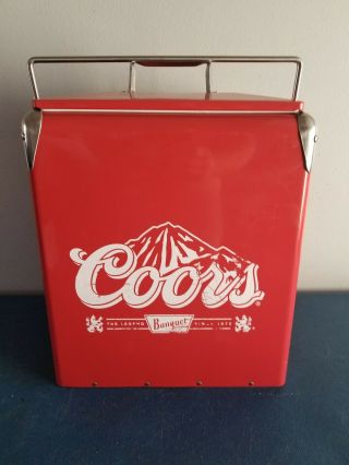 L@@k Coors Beer Metal Ice Chest Can Bottles Cooler Koolatron Vintage Style